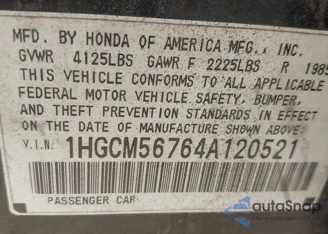2004 Honda Accord 2.4 Ex z USA, uszkodzony, nr VIN 1HGCM56764A120521